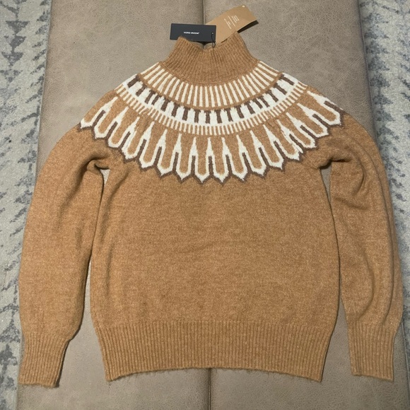 Vero Moda Simone High Neck Nordic Sweater Blouse Brown Birch NWT - Women’s Small - Picture 1 of 3
